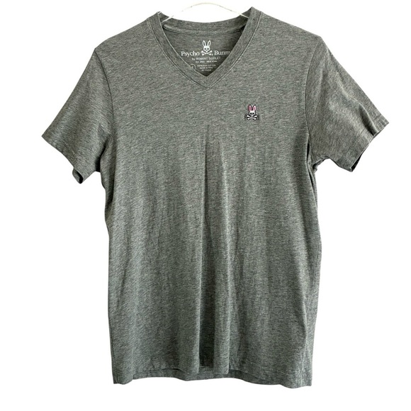 Psycho Bunny V-Neck Short Sleeve Gray T-Shirt - Picture 4 of 8